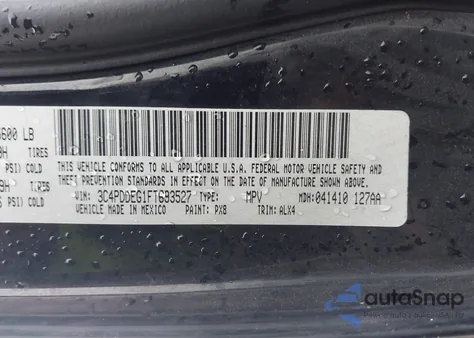 2015 Dodge Journey R/T z USA, uszkodzony, nr VIN 3C4PDDEG1FT693527